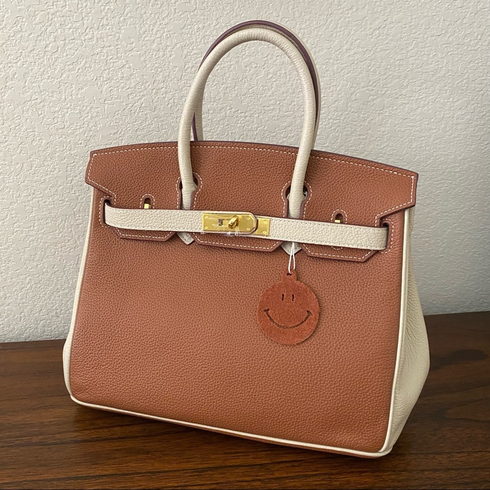 Elegant Brown and Cream Crossbody Bag